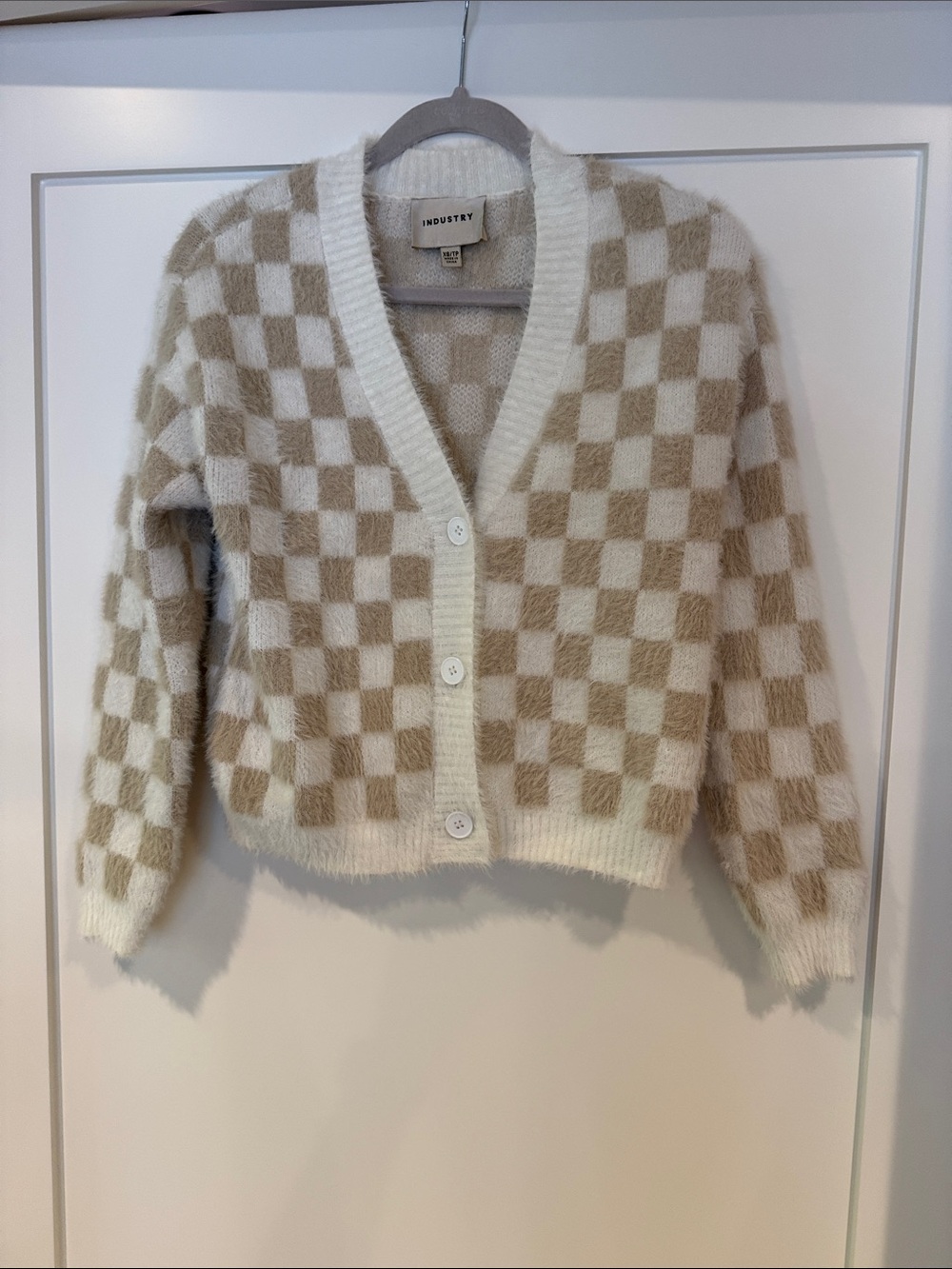 Cozy checkerboard cardigan